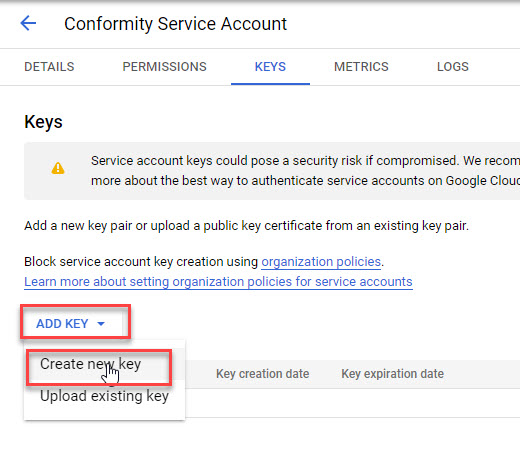 Conformity Google Cloud Platform Data Source Setup | Trend Micro ...